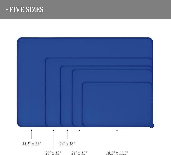 Waterproof Pet Feeding Mat with High Raised Edges, Heavier and Thicker Placemats for Cat Dog Water Bowl with BPA Free, Dogs Cats Food Mats for Messy Drinkers to Prevent Spill and Protect Floors-Mewly Pet