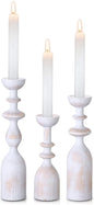 HOWSILAY Wood Candle Holder Candlestick Holders for Table Centerpiece - Rustic Farmhouse Decor Candle Stand fits 3/4" or 7/8" Taper Candle&Dia 1.5" Led Tea Lights or Pillar Candles(White)