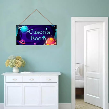Personalized Universe Sign Custom Name Science Fiction Theme Sign For Kids Room Wall Art Décor Outer Space Art Wall Decor For Boys Room Bedroom Nursery Door For Girls Bedroom