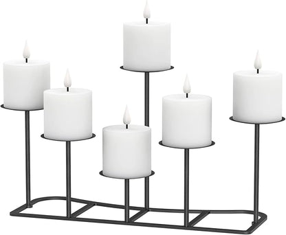 Black Pillar Candle Holders Fireplace Candelabra for Home Decor Iron Candle Holder DIY 6