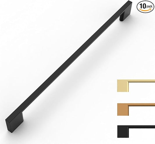 10 Pack Matte Black Cabinet Pulls 10 Inch Cabinet Handles Kitchen Cabinet Hardware Kitchen Handles for Cabinets Black Dresser Pulls Drawer Handle