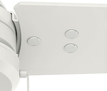 Hunter 52 inch Outdoor or Indoor Ceiling Fan No Light - White Ceiling Fan without Light, For Patio, Porch, Garage, or Living Room, Standard Mount, 3 Blades, Pull Chain - Cassius 59263, Fresh White