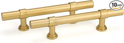 goldenwarm 10 Pack Gold Cabinet Handles 3 Inch Kitchen Cabinet Handles Matte Gold Kitchen Drawer pulls for Dresser Bathroom Modern Hardware,Zinc Alloy Base