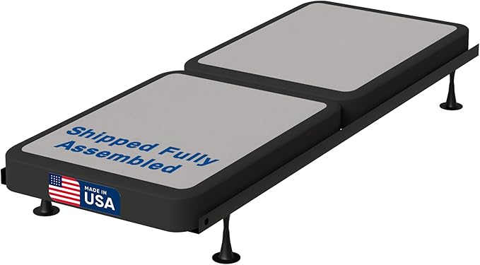 Treaton, 4-Inch Sturdy Wood Box Spring for Mattress Support - Durable and Fully Assembled, Natural Wood Foundation for Twin, Gray