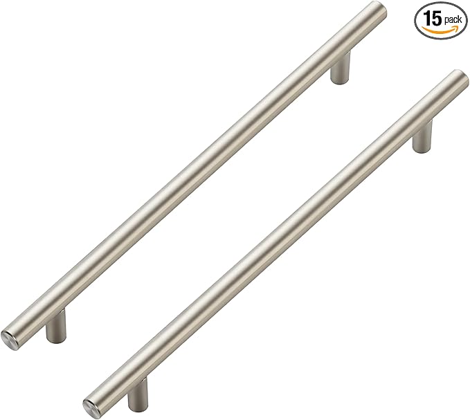 JOY DECOR 15 Pack Cabinet Handles, Brushed Nickel Cabinet Pulls, 8-3/4 in Hole Center Kitchen Cabinet Handles, Stainless Steel T Bar Handles for Dresser Drawers