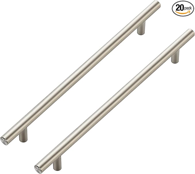 JOY DECOR 20 Pack Cabinet Handles, Brushed Nickel Cabinet Pulls, 8-3/4 in Hole Center Kitchen Cabinet Handles, Stainless Steel T Bar Handles for Dresser Drawers