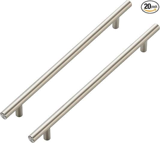 JOY DECOR 20 Pack Cabinet Handles, Brushed Nickel Cabinet Pulls, 8-3/4 in Hole Center Kitchen Cabinet Handles, Stainless Steel T Bar Handles for Dresser Drawers