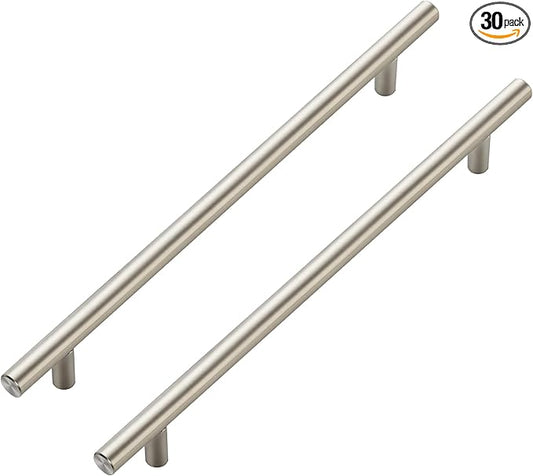 JOY DECOR 30 Pack Cabinet Handles, Brushed Nickel Cabinet Pulls, 8-3/4 in Hole Center Kitchen Cabinet Handles, Stainless Steel T Bar Handles for Dresser Drawers