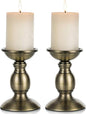 2 Pcs Bronze Iron Pillar Candle Holders, Most Ideal for 3" Pillar Candle, Gifts for Wedding, Party, Home, Spa, Reiki, Votive Candle (2 x S)