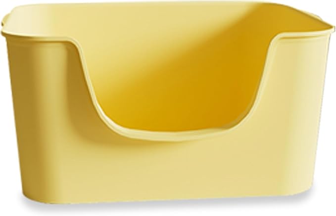 Small Cat Litter Box with High Sides,Cat Boxes for Indoor Cats,Cat Litter Pan for Kitty,Litter Box with Low Entry,Easy to Clean,Anti-Splashing (Yellow)-Mewly Pet