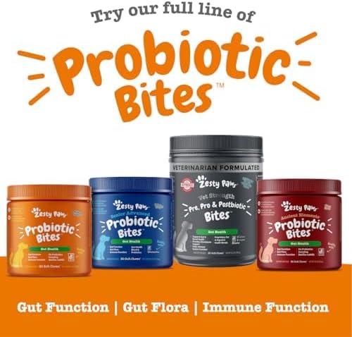 Zesty Paws Probiotics for Dogs - Digestive Enzymes for Gut Flora, Digestive Health, Diarrhea & Bowel Support - Clinically Studied DE111 - Dog Supplement Soft Chew for Pet Immune System - Pumpkin-Mewly Pet