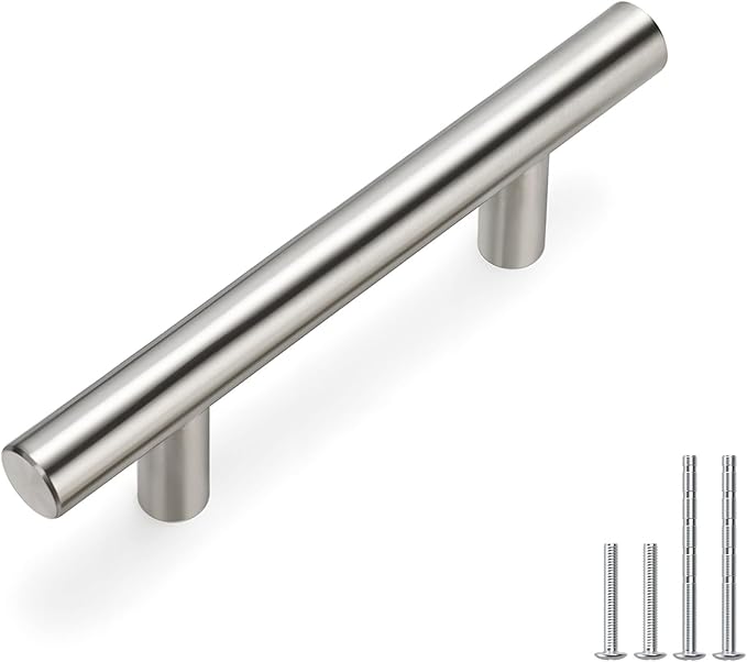 homdiy Brushed Nickel Cabinet Pulls Cabinet Handles, 2-1/2in(64mm) Center to Center Dresser Drawer Handles Silver Drawer Pulls for Kitchen, Bedroom, Bathroom, Wardrobe Hardware