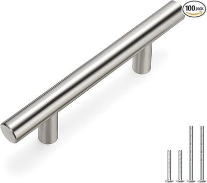 homdiy (100 Pack) Brushed Nickel Cabinet Pulls Drawer Handles - HD201SN Kitchen Cabinet Handles Cupboard Handles Drawer Pulls, 2-1/2in Hole Centers