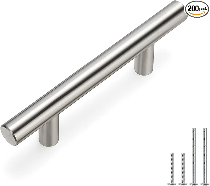 homdiy 2-1/2 Inch Cabinet Handles Brushed Nickel Kitchen Cabinet Pulls 200 Pack - Cabinet Pulls Square Cabinet Hardware for Cabinet, Cupboard