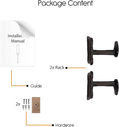 Rustic State Motris Wall Mount Cast Iron Hooks Coat Towel Bag Hat Hanger Multiuse Entryway Railroad Spike Rack Black Set of 2
