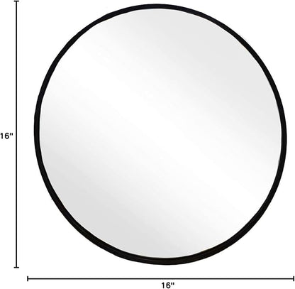 Small Round Mirror, 16 inch Round Mirror, Round Black Mirror, Metal Frame Circle Mirrors for Bathroom, Bedroom, Vanity, Wall Decor.