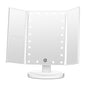 FASCINATE Trifold Vanity Mirror with Lights, Lighted Makeup Mirror 2X/3X Magnification, 21 LED Touch Dimming, Dual Power 180° Rotation Lit Beauty Table Mirror, Make up Mirror with Lighting