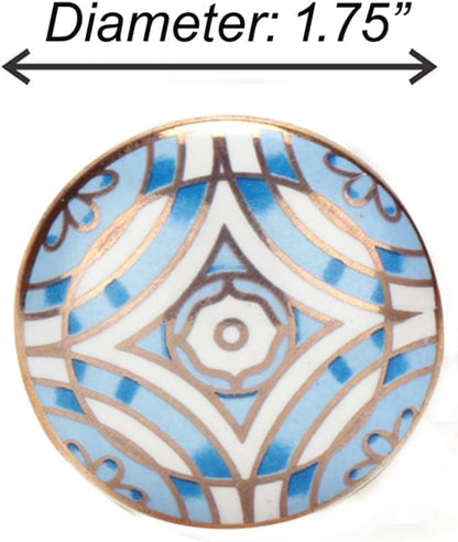 Perilla Home Set of 6 Aster Knob Ceramic Decorative Round Knobs for Home Kitchen Cabinet Vintage Hardware Cupboard Door Dresser Wardrobe Drawer Pulls (Blue)