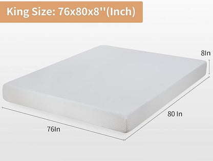 PayLessHere 8 Inch King Gel Memory Foam Mattress Fiberglass Free/CertiPUR-US Certified/Bed-in-a-Box/Cool Sleep & Comfy Support
