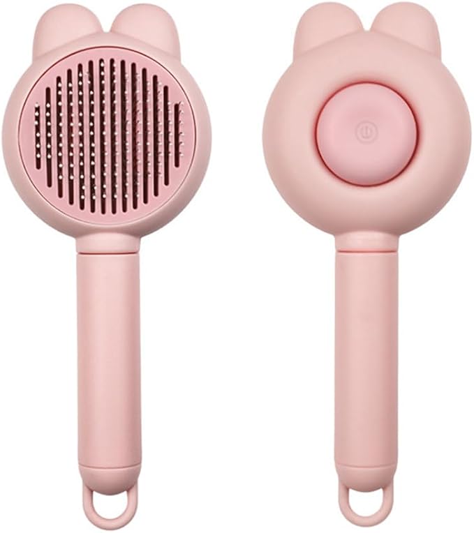 Cat Brush for Short or Long Haired Cats Dogs Rabbits, Cute Dog Brush with Release Button for Massage and Removes Loose Fur-Mewly Pet