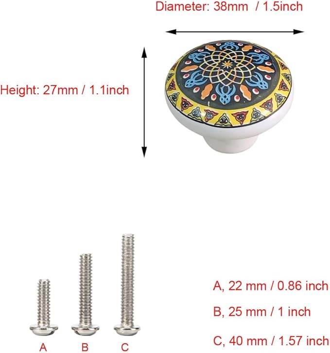 HUAMULAN 15 Pack Boheimian Retro Ceramic Knobs Vintage Dresser Button Shape Mushroom Boho Kitchen Petal Cabinet Pulls Cupboard Wardrobe Drawer Door Handles Glossy