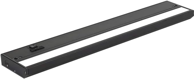 LED Under Cabinet Lighting Hardwired - 3CCT 18 Inch Black Finish - Undercabinet Lights for Kitchen - Linkable Undercounter Dimmable Plug in Light or Hard Wired - Under Counter Fixture Direct Wire