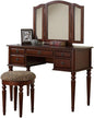 Bobkona St. Croix Collection Vanity Set with Stool, Cherry