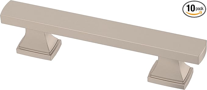 FRANKLIN BRASS Tiered Foot (10-Pack) Cabinet Handles 3" Hole Center Pulls | Satin Nickel Hardware Kitchen Door, Drawers, Dressers, Furniture P49572C-SN-B