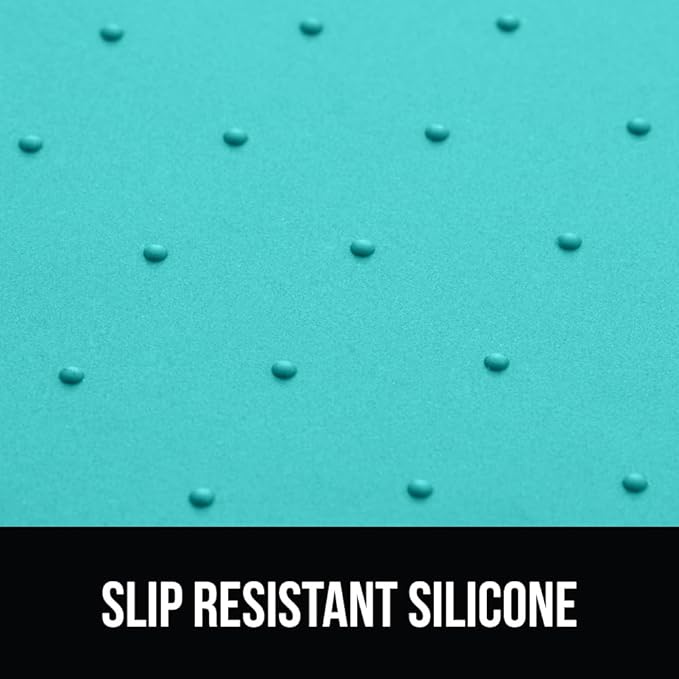 GORILLA GRIP 100% Waterproof Raised Edge BPA Free Silicone Pet Feeding Mat, Dog Cat Food Mats Contain Spills Protects Floors, Placemats for Cats and Dogs Water Bowl, Pets Accessories 16x10, Turquoise-Mewly Pet