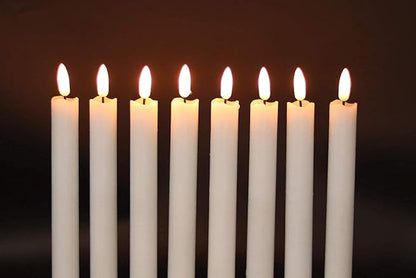 GenSwin Flameless White Taper Candles Flickering with 10-Key Remote, Battery Operated Led Warm 3D Wick Light Window Candles Real Wax Pack of 6, Christmas Home Wedding Decor(0.78 X 9.64 Inch)