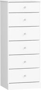 Prepac Astrid Simplistic 6-Drawer Tall Dresser for Bedroom, Functional Chest of Drawers with Acrylic Knobs, 16.5"D x 19.75"W x 50"H, Crystal White