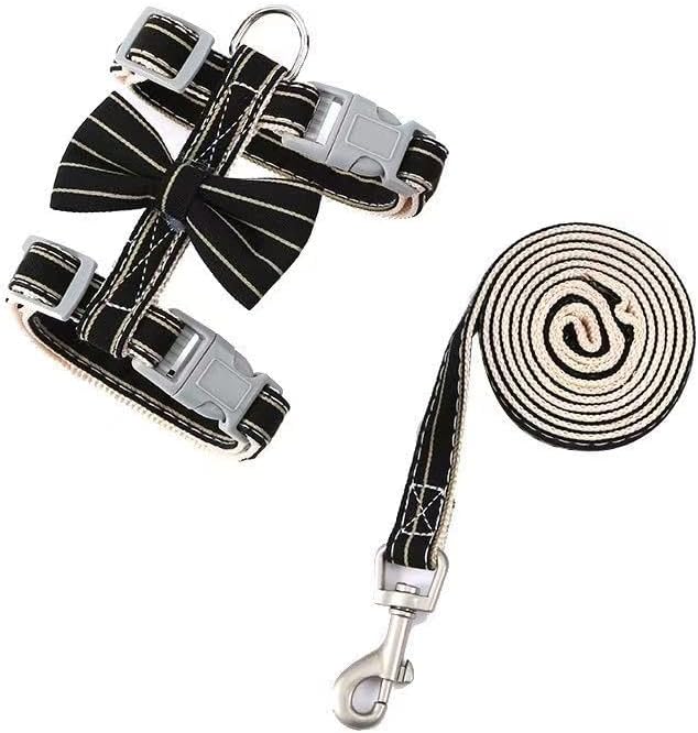 Butterfly Bow Tie Cat Harness and Leash Set - Adjustable, Escape-Proof, Breathable Kitten Vest with Cute Design for Small Cats & Indoor/Outdoor Safety Black S-Mewly Pet