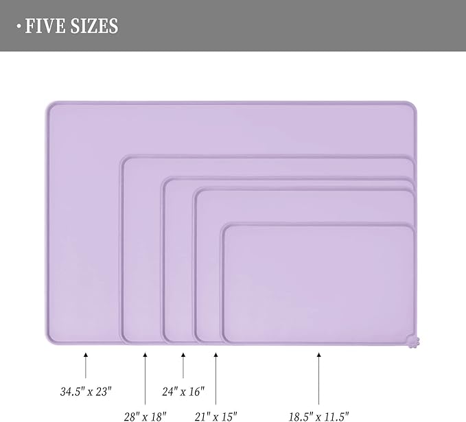 Waterproof Pet Feeding Mat with High Raised Edges, Heavier and Thicker Placemats for Cat Dog Water Bowl with BPA Free, Dogs Cats Food Mats for Messy Drinkers to Prevent Spill and Protect Floors-Mewly Pet