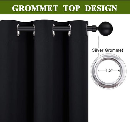 NICETOWN Room Separating Divider, Room Divider Curtains Screen Partition, Function Thermal Blackout Patio Door Curtain Panel, Sliding Door Insulated Curtain, Black, 8.3ft Wide x 8ft Long