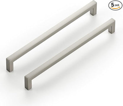 Ravinte 5 Pack Solid 7-1/2 Inch Center to Center Slim Square Bar Drawer Handles - Kitchen Cabinet Hardware Brushed Nickel Pulls - Handles for Cabinets and Drawers