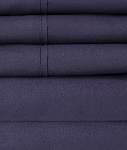 Queen Sheets Navy - 6 Piece 1500 Supreme Collection Fine Brushed Microfiber Deep Pocket Queen Sheet Set Bedding - 2 Extra Pillow Cases, Great Value, Queen, Navy