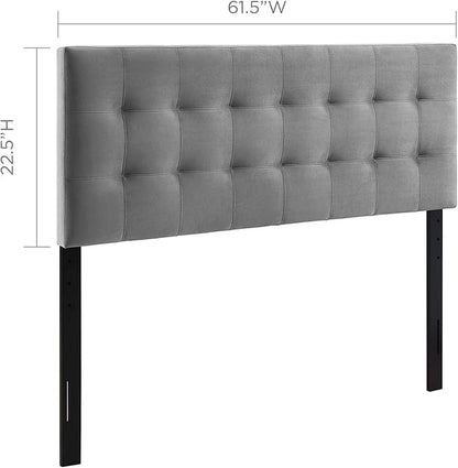Modway Lily Queen Biscuit Tufted Performance Velvet Headboard, Gray