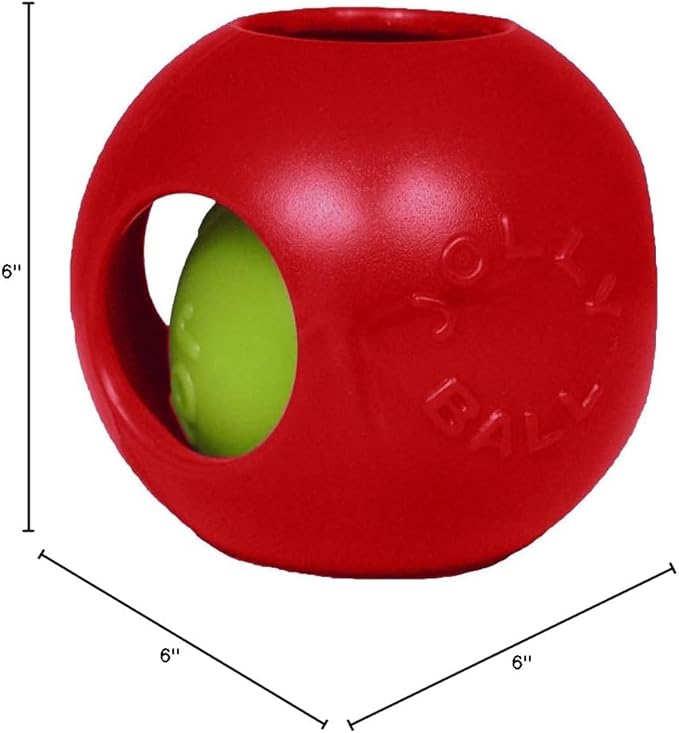 Jolly Pets Teaser Ball Dog Toy, Medium/6 Inches, Red-Mewly Pet
