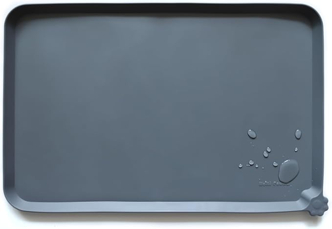 Hoki Found L Silicone Pet Food Mats - Non Slip Pet Dog Cat Bowl Mats - Gray-Mewly Pet