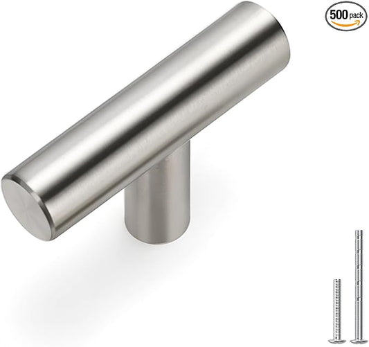 homdiy 500Pack Cabinet Knobs Brushed Nickel Drawer Knobs - 2in Overall Cabinet Door Knobs Single Hole Knobs Modern Cabinet Hardware for Kitchen Cabinets, Dresser Drawers
