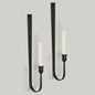 Black Wall Candle Holder Set of 2, Metal Wall Mount Candle Sconces Holder, Modern Wall Decoration for Living Room, Dining Room, Fireplace, and Weddings