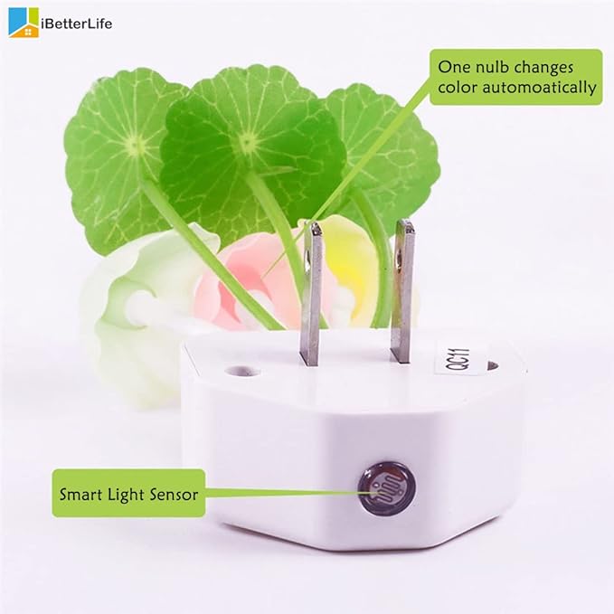 iBetterLife LED Night Light Smart Sensor 0.6W Color Changing Plug-in Night Lights for Kids Adults Cute Mushroom Night Light Bedroom Home Decor Light Wall Lamps NightLight