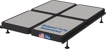 Treaton, 4-Inch Sturdy Wood Box Spring for Mattress Support - Durable and Fully Assembled, Natural Wood Foundation for California King(Fold), Gray