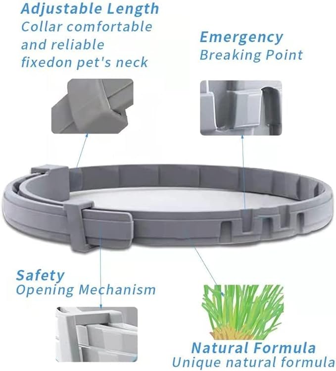 Flea Collar for Cats, Flea and Tick Collars for Cats and Kittens, 8 Month Protection, Gray, 1 Pack CAT-Mewly Pet