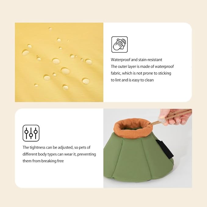 Cat Cone Collar - Soft Waterproof Elizabethan for Cats, Cute Green Flower Anti-Lick Recovery Collar, Adjustable Healing Collar for Wound Care & Surgery with a pet Toy Fish，S-Mewly Pet