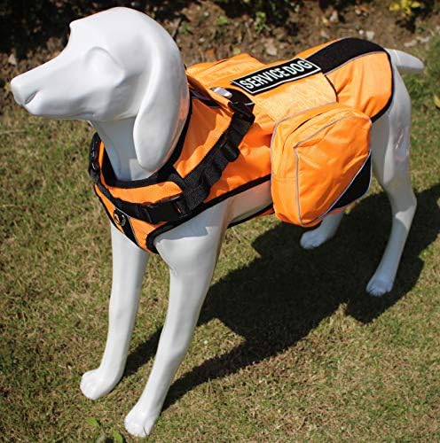Serijoars Dog Vest Harnesses with Saddlebag Backpack for Camping & Travel - Reflective Hound Hiking Backpack Saddle Bag - Lightweight Vest Harness for Medium & Large Dogs (Orange, S)-Mewly Pet