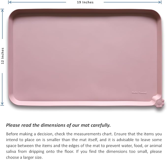 Hoki Found Silicone Pet Food Tray - High-Lips Dog Cat Bowl Mats - Waterproof Dog Cat Food Mats - Neutral Pink-Mewly Pet