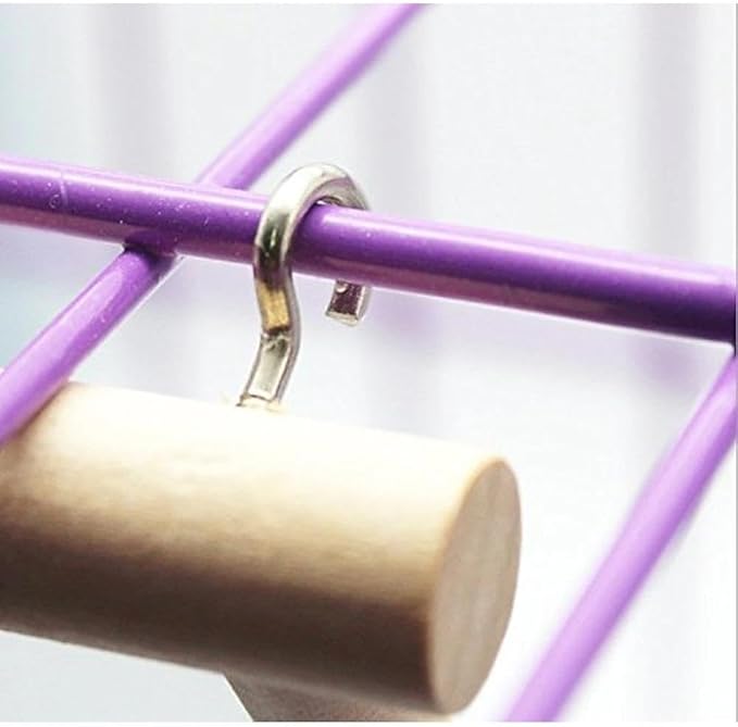 Bird Mirror with Swing and Perch for Parakeets Cockatiels Lovebirds Finches - Wooden Interactive Hanging Cage Toy, 3.7 x 3.5 x 3.5 Inch, 1 Pack-Mewly Pet