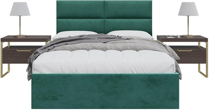 Vänt Upholstered Wall Panels - Queen/Full Size Wall Mounted Velvet Headboards - Velvet Emerald Green - Set of 4 Panels (Each Individual Panel 30"x11.5")