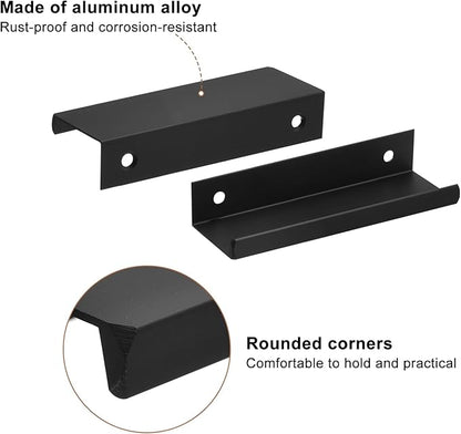 uxcell Cabinet Finger Edge Pull, 8pcs 80mm / 3.15" Aluminum Alloy Back Mount Hidden Cabinet Pulls Concealed Handle for Home Kitchen Drawer Cabinet, Black